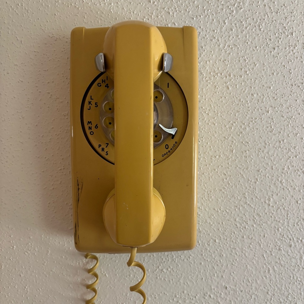 Vintage Yellow Rotary Wall Phone